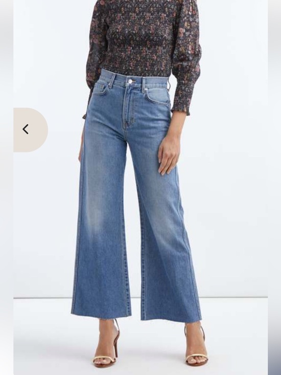 Veronica Beard Denim - Veronica Beard Taylor Cropped High Rise Wide Leg raw hem Jeans Wanderer Dust 26
